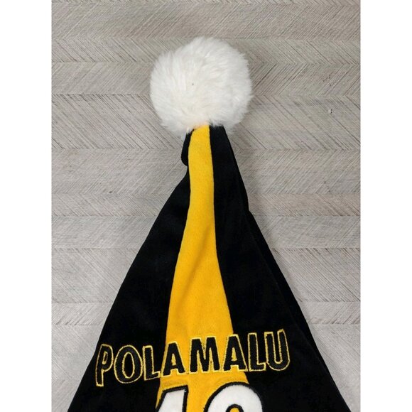 Troy Polamalu #43 Santa Hat Embroidered Black Christmas Pittsburgh Steelers NFL - Picture 2 of 10